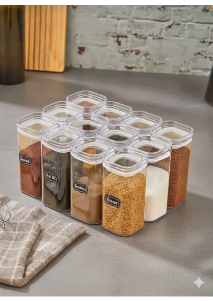 12'li 300ML Vakumlu Kapak Baharatlık Takımı - Sızdırmaz Conta - 25 Adet Etiket Hediyeli fiyatları