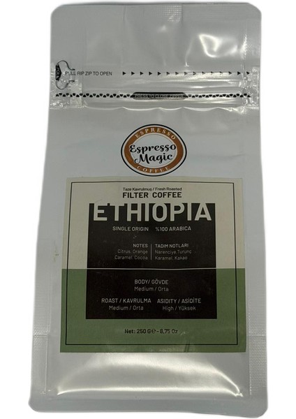 Taze Öğütülmüş Ethiopia Filtre Kahve