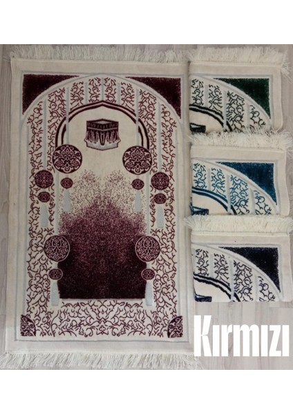 Kâbe Motifi ve Arap Süslemeleri Akrilik Polyester Kadife Desenli Namazlık Seccade (110X70)CM 700 gr