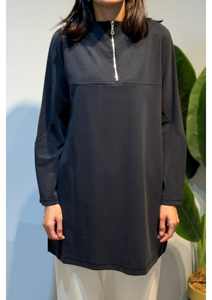 Ön Kısmı Fermuar Detay Tunik 10611 Siyah fiyatları