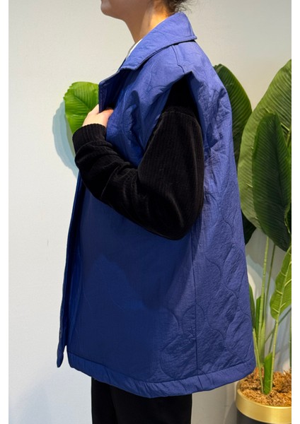 Kapitone Kuşak Detay Yelek 51258 Indigo fırsatları