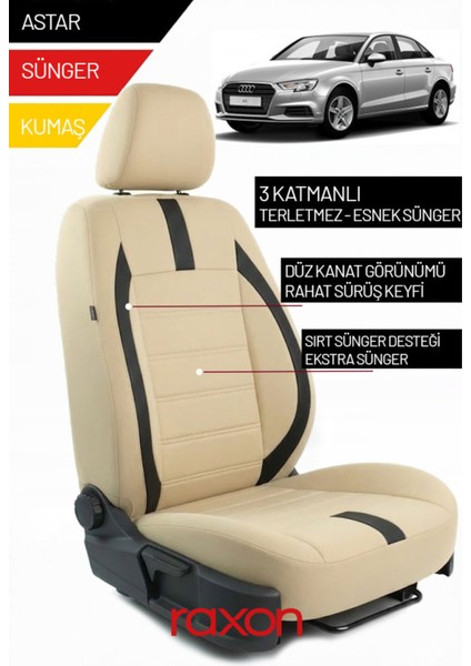 Audi A3 Sedan 2018 ve Sonrası Için 2+1 Binek Araçlara Uyumlu Tay Tüyü Oto Koltuk Kılıfı
