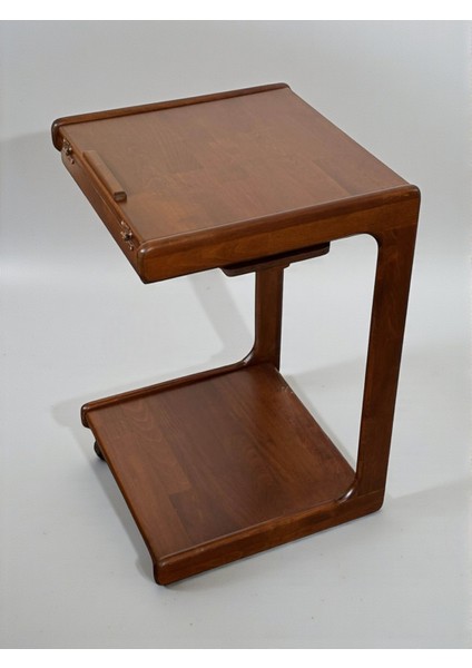 C Sehpa Tekerlekli, Açılır 4 Kademeli Mekanizmali, Telefon Tablet Stand Özellikli Yan Sehpa