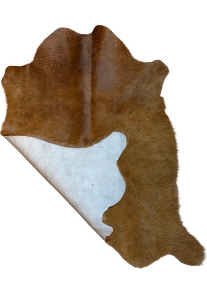 %100 Hakiki Dana Derisi Post Halı – Kahverengi (84X106 Cm)