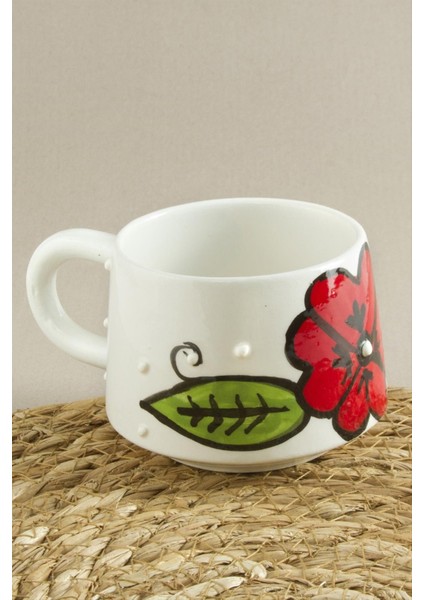 Çiçek Desenli Seramik Kupa