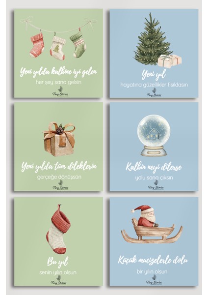 6'lı Yılbaşı Motto Kartı Seti/ Kartpostal
