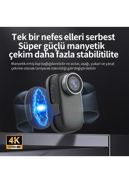 4K Hd Aksiyon Kamerası 1.47" Ekran Manyetik Klipsli Taşınabilir Video Kamera + Aksesuar Seti fırsatları