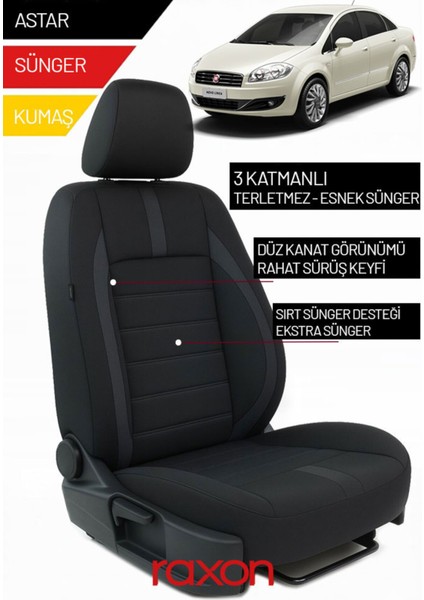 Fiat Linea 2011 ve Sonrası Için 2+1 Binek Araçlara Uyumlu Tay Tüyü Oto Koltuk Kılıfı