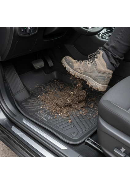 Ford Courier 2014-2023 4d Bagaj Havuzu+4d Araca Özel Paspas Takımı Luxury Serisi Üstün Koruma - Tam Uyumlu