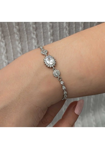 Gümüş Oval Su Yolu Kadın Bileklik modelleri