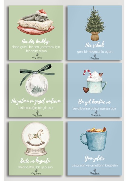 6'lı Yılbaşı Motto Kartı Seti/ Kartpostal