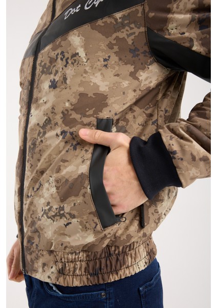 Ce Korumalı Kışlık Motosiklet Montu – Kamuflaj Desenli, Kapitone Iç Astarlı