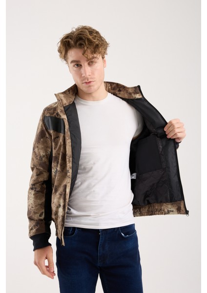 Ce Korumalı Kışlık Motosiklet Montu – Kamuflaj Desenli, Kapitone Iç Astarlı