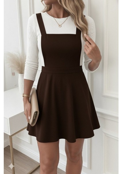 Kadın Askılı Sırttan Çapraz Detaylı Kısa Kiloş Kadife Mini Elbise