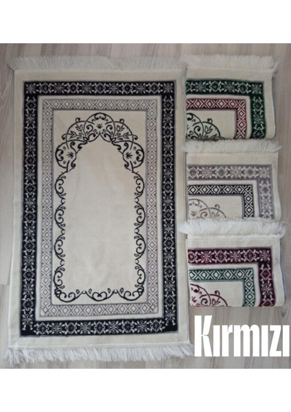 Bitkisel Süsleme Motifi Içeren Geometrik Çerçeve Akrilik Polyester Kadife Desenli Namazlık Seccade (110X70)CM 700 gr