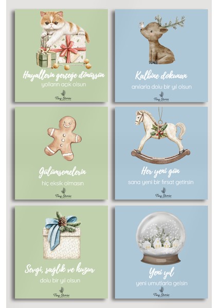 6'lı Yılbaşı Motto Kartı Seti/ Kartpostal