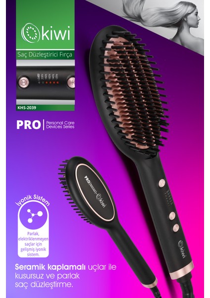 Profesyonel Saç Şekillendirici ve Düzleştirici Fön Tarağı KHS-2039