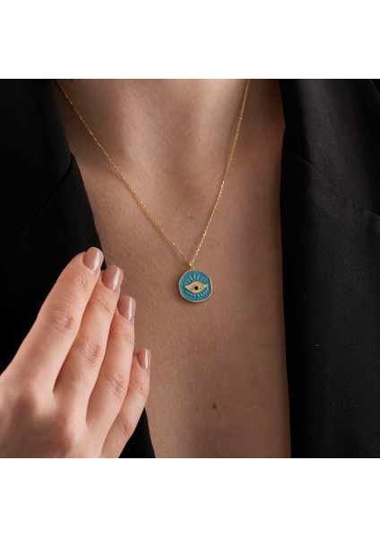 Mineli Renkli Nazar Gözü Madalyon Kolye fiyatları