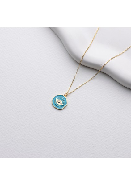 Mineli Renkli Nazar Gözü Madalyon Kolye fırsatları