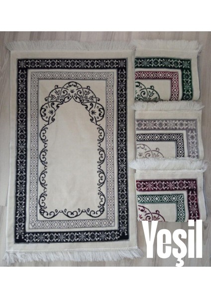 Bitkisel Süsleme Motifi Içeren Geometrik Çerçeve Akrilik Polyester Kadife Desenli Namazlık Seccade (110X70)CM 700 gr