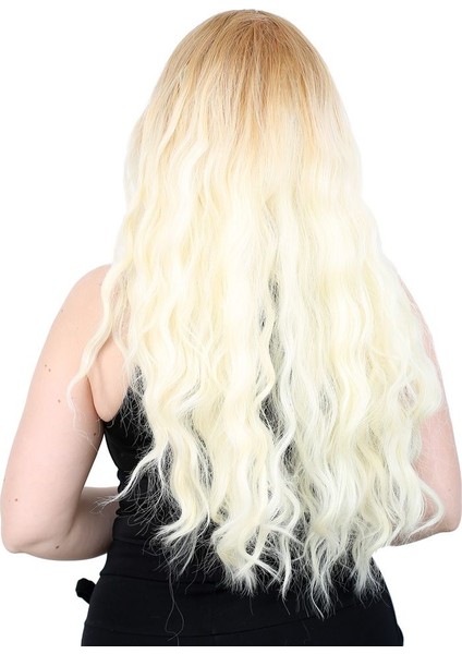 Fiber Sentetik Uzun Su Dalgası Peruk / Balköpüğü / Platin Uzun Ombreli indirimleri