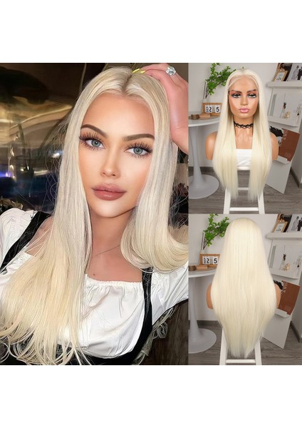 Fiber Sentetik Platin Düz Tül Peruk