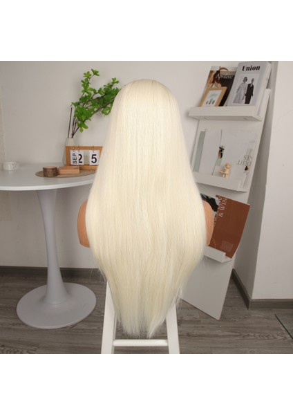Fiber Sentetik Platin Düz Tül Peruk indirimleri