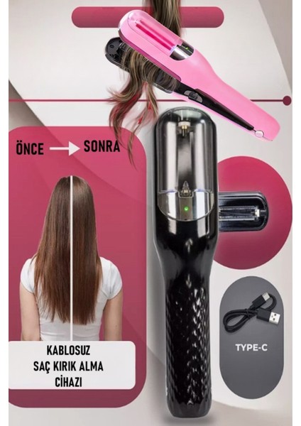 Kablosuz Saç Kırık Alma Cihazı, Pratik ve Güvenli Split End Trimmer, Type-C Şarjlı