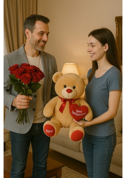 47 cm Kalpli Peluş Ayı – Seni Seviyorum Hediyelik Ayıcık | Sevgiliye Romantik Hediye fiyatları