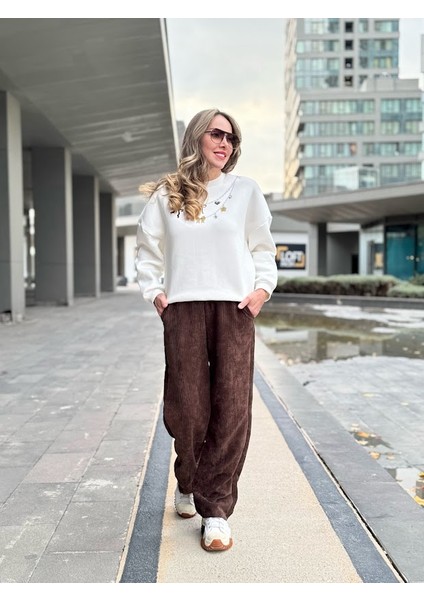 Fitilli Kadife Palazzo Pantolon