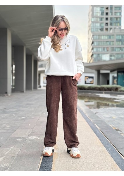 Fitilli Kadife Palazzo Pantolon modelleri