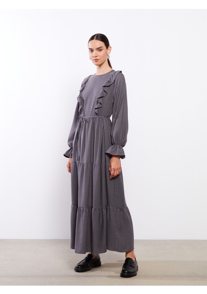 Yeni Sezon Bisiklet Yaka Düz Uzun Kollu Elbise fiyatları