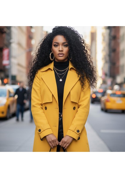 Gerçek Front Lace Tül Peruk / Kabarık Afro / Doğal 65/70CM