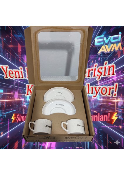 Evci Kera Art 4 Parça 2 Kişilik Kahve ve Çay Fincan Takımı modelleri