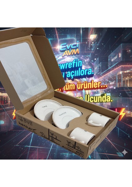 Evci Kera Art 4 Parça 2 Kişilik Kahve ve Çay Fincan Takımı fırsatları