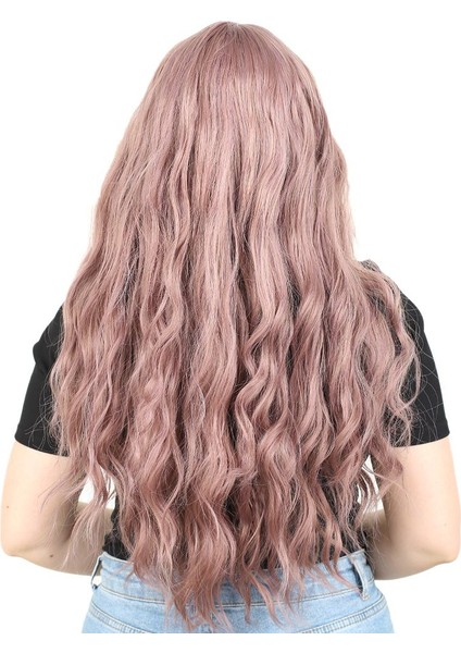 Perçemli Uzun Su Dalgası Fiber Sentetik Peruk/ Gül Kurusu fırsatları