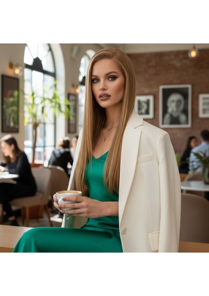 Düz Front Lace Gerçek Tül Peruk / Kumral / 60/65CM