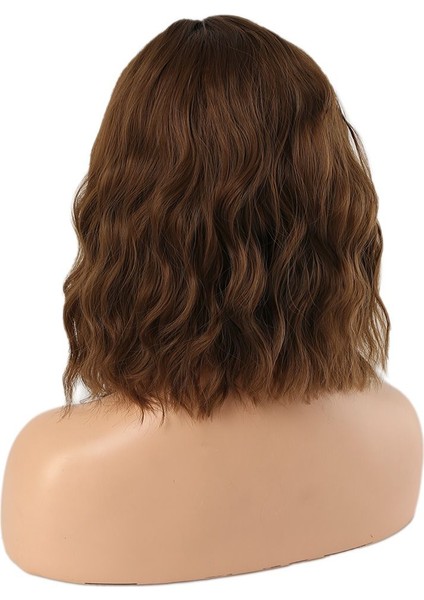 Fiber Sentetik Kısa Dalgalı Perçemsiz Peruk / Kumral fırsatları