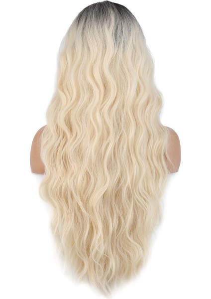 Uzun Su Dalgası Fiber Sentetik Peruk / Kahve / Platin Ombre indirimleri