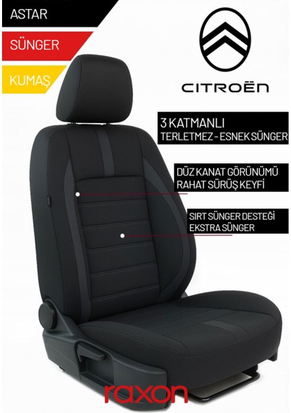 Citroen Neptune Series 2+1 Uyumlu Tay Tüyü Oto Koltuk Kılıfı - Premium Şık ve Konforlu Tasarım
