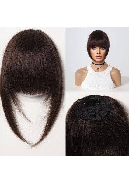 Yoğun Gerçek Saç Perçem / Koyu Kestane fırsatları