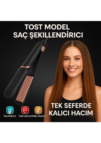 Saç Şekillendirici Tost Model, Seramik Kaplama, 220°C, 360° Döner Kablo