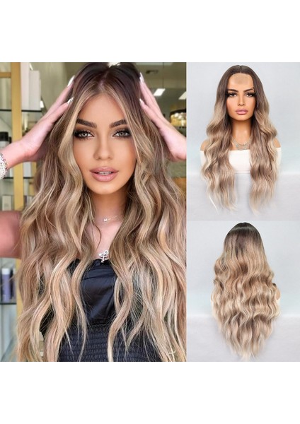 Kumral Platin Ombre Balköpüğü Röfleli Tül Peruk