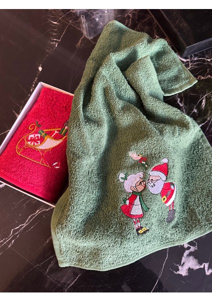 2'li Kutulu Yılbaşı Nakışlı Hediyelik Havlu 30X50 fiyatları