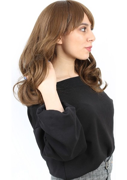 Dalgalı Perçemli Orta Boy Fiber Sentetik Peruk / Kumral fiyatları