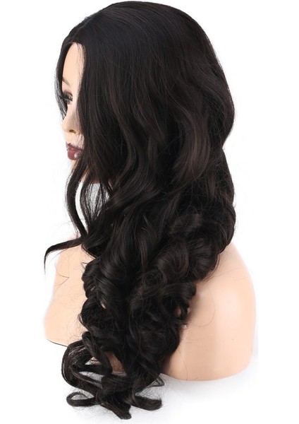 Dalgalı Perçemsiz Uzun Fiber Sentetik Peruk / Kestane fırsatları