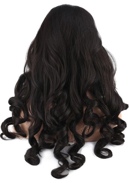 Dalgalı Perçemsiz Uzun Fiber Sentetik Peruk / Kestane indirimleri