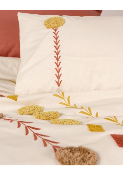 Puff Nakışlı Ranforce Çift Kişilik Nev Takımı Amaris Kiremit fiyatları