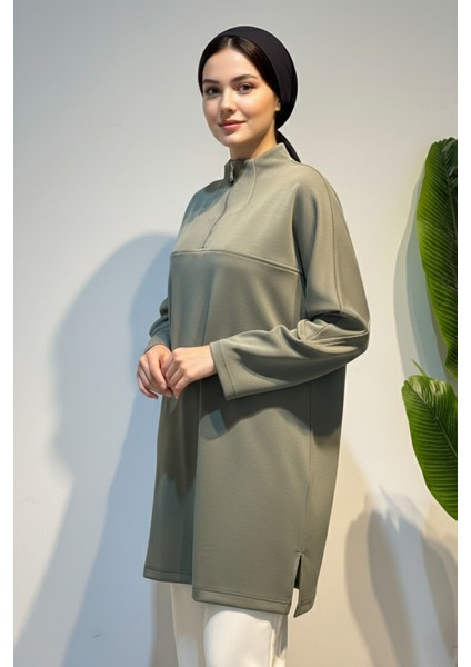 Ön Kısmı Fermuar Detay Tunik 10611 Haki indirimleri