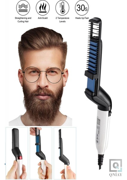 Elektrikli Sakal Düzleştirici ve Tarak, Erkekler Için Isıtmalı Düzleştirici